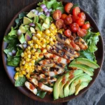 Grilled Romaine, Corn and Chicken Salad with Salsa Dressing