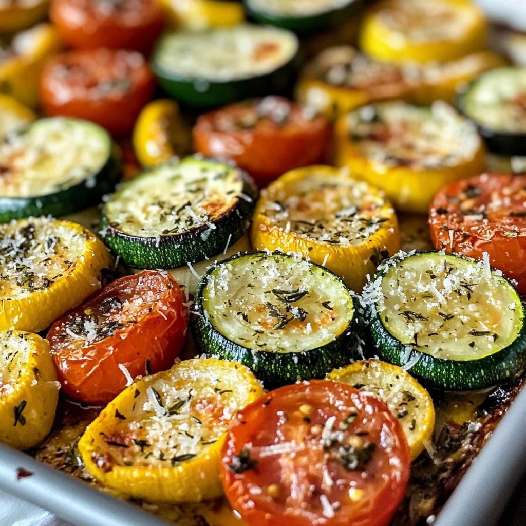 Roasted Garlic-Parmesan Zucchini Squash and Tomatoes Recipe