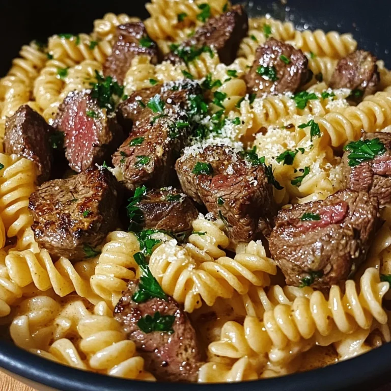 One-Pot Creamy Spicy Garlic Butter Steak & Pasta
