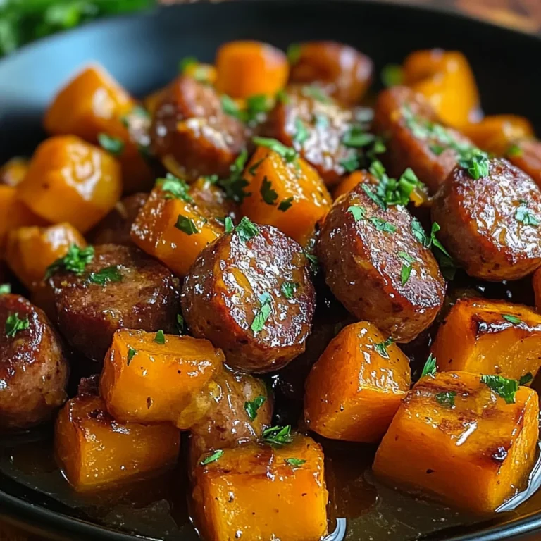 Sausage and Sweet Potatoes with Honey Garlic Sauce