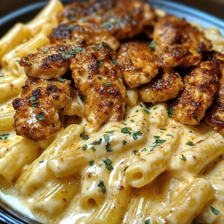 Creamy Rigatoni Alfredo with Cajun Chicken Strips