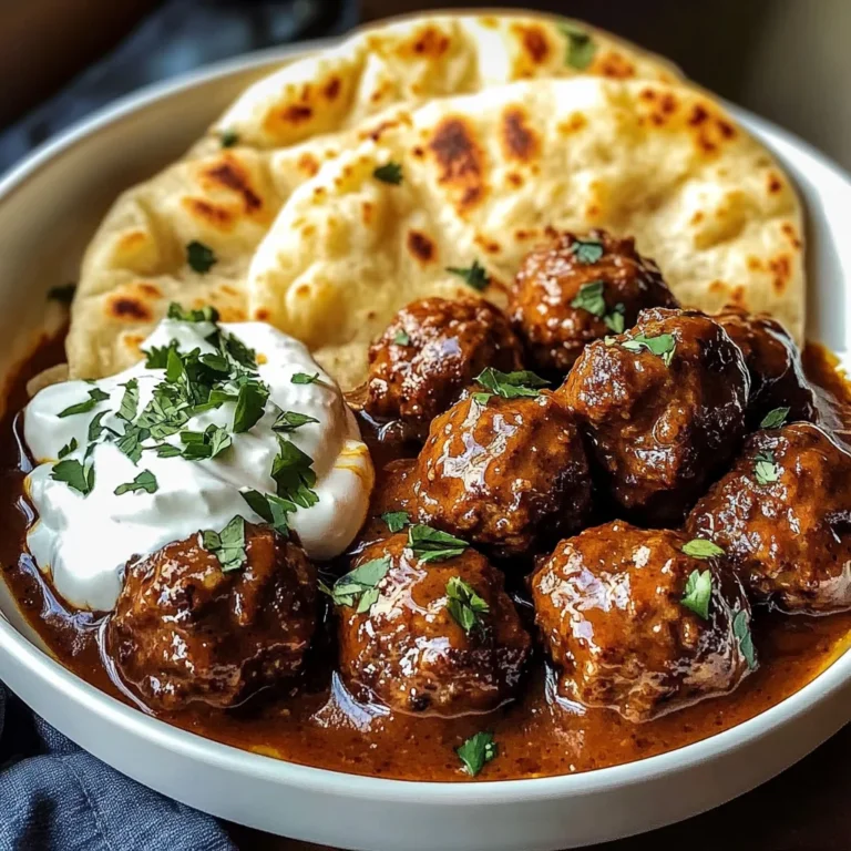 Harissa Beef Meatballs with Yogurt Sauce and Garlic Naan