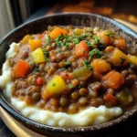 Lentil Stew Over Mashed Potatoes