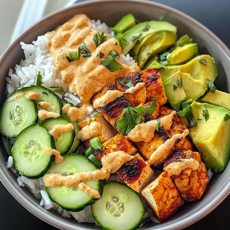 Spicy Chicken Rice Bowl with Avocado & Cucumber Salad