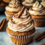 Vanilla Chai Pumpkin Latte Cupcakes with Cinnamon Brown Sugar Frosting