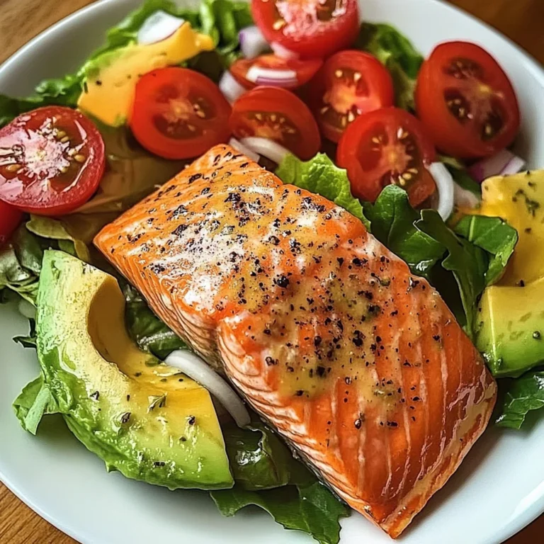Baked Salmon Fillet with Avocado & Tomato Salad