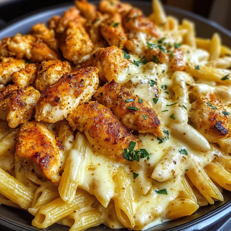 Cajun Chicken Bites with Cheesy Penne Parmesan Sauce