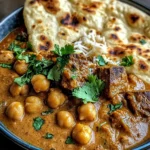 Coconut Lamb Curry with Chickpeas and Garlic Naan