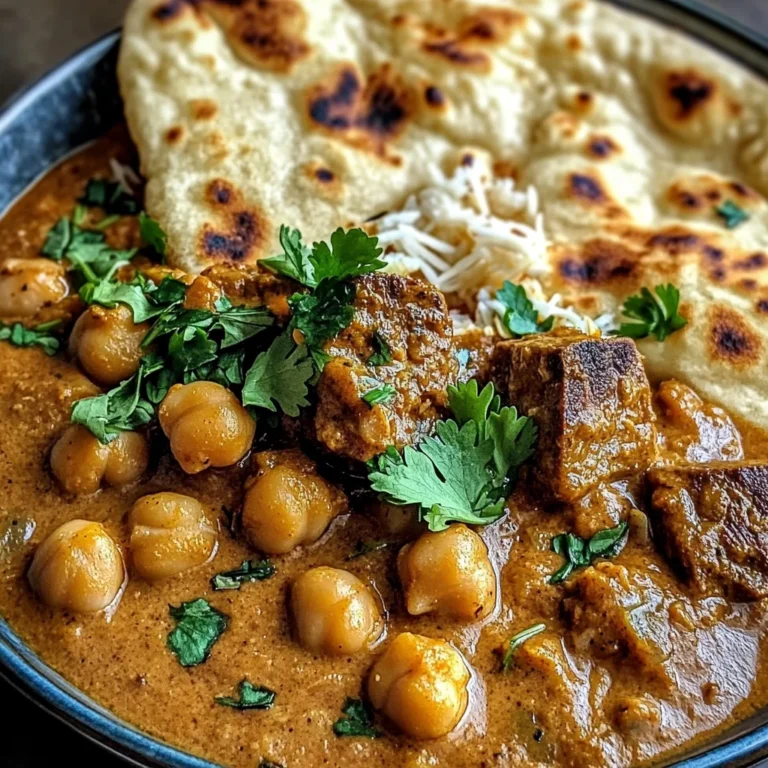 Coconut Lamb Curry with Chickpeas and Garlic Naan