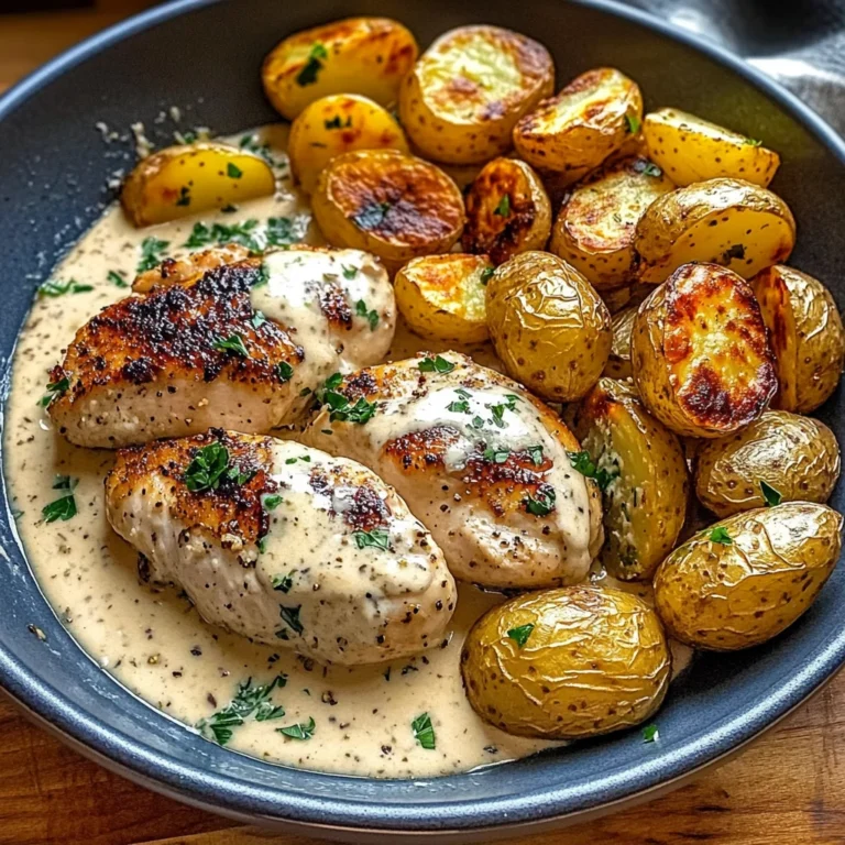 Creamy Garlic Chicken with Golden Baby Potatoes