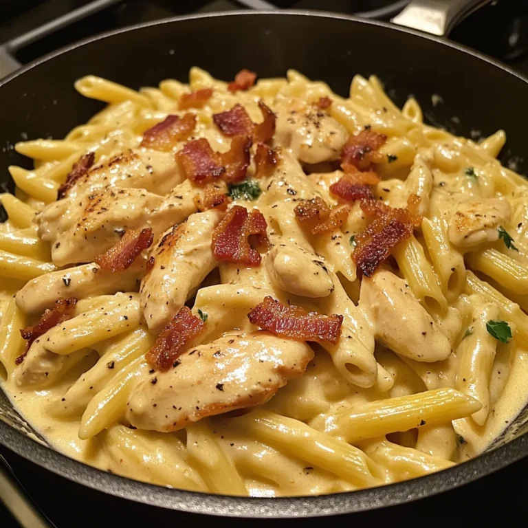 Creamy Honey Dijon Chicken Pasta with Crispy Bacon