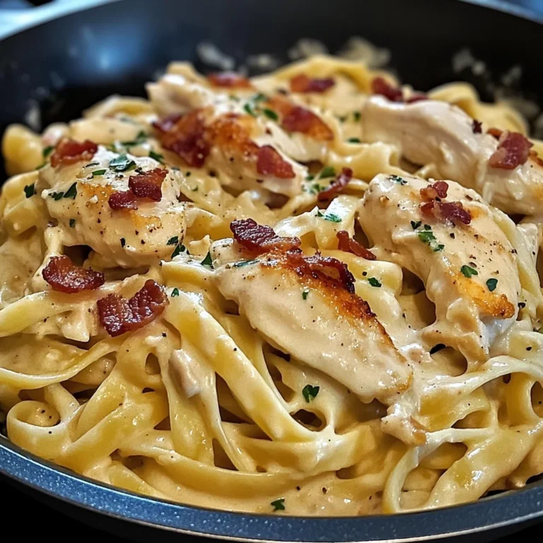 Creamy Lemon-Garlic Chicken Bacon Fettuccine