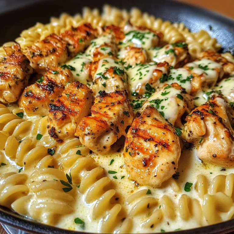 Garlic Butter Chicken Rotini with Melted Mozzarella