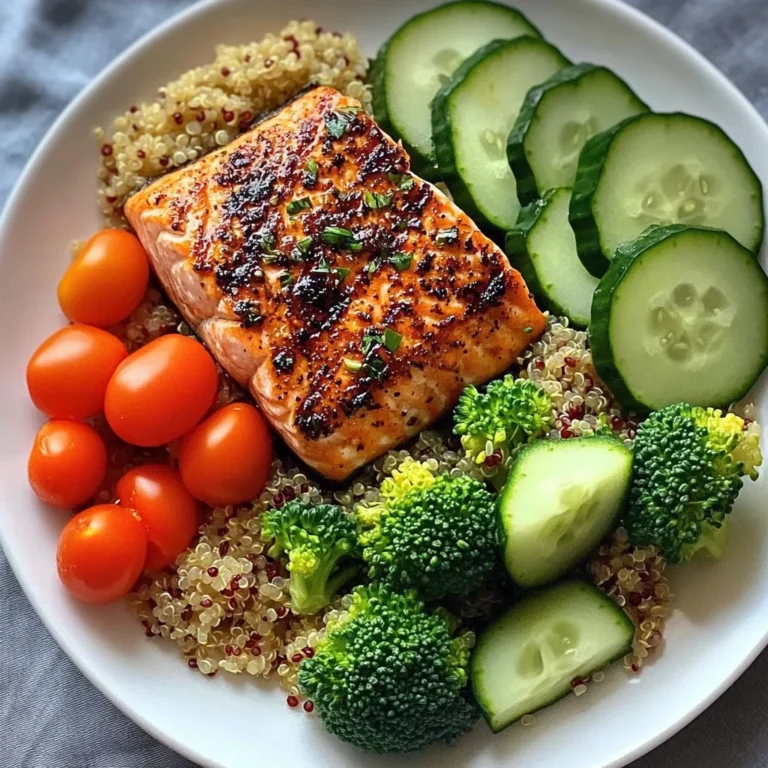 Grilled Salmon Power Plate with Quinoa & Steamed Veggies