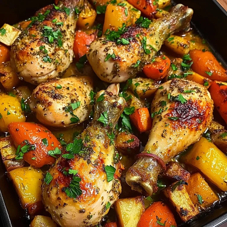 Herb-Roasted Chicken Drumsticks with Baked Mixed Veggies