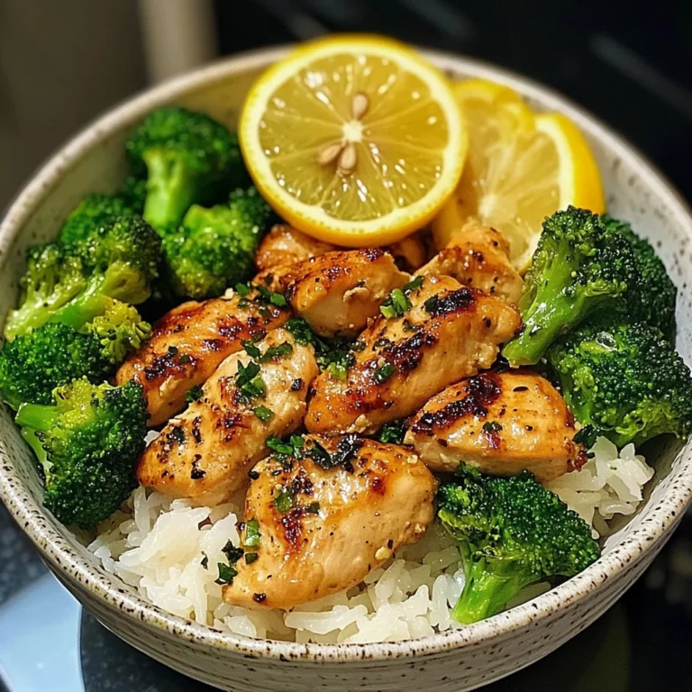 Lemon Garlic Chicken Bowl with Broccoli & Jasmine Rice