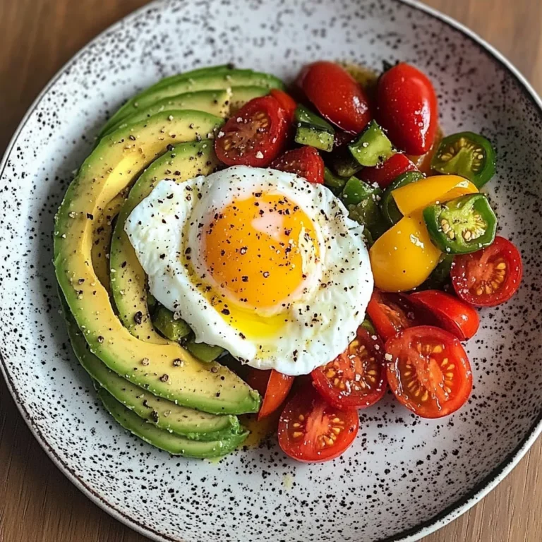 Poached Egg & Avocado Brunch Plate with Roasted Peppers
