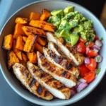 Power Bowl with Grilled Chicken, Sweet Potato Wedges & Avocado Salsa