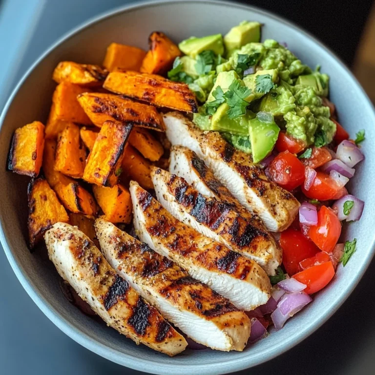 Power Bowl with Grilled Chicken, Sweet Potato Wedges & Avocado Salsa
