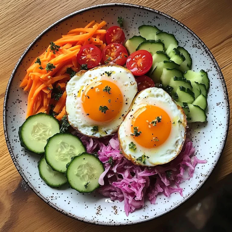 Rainbow Veggie and Sauerkraut Plate with Sunny Eggs