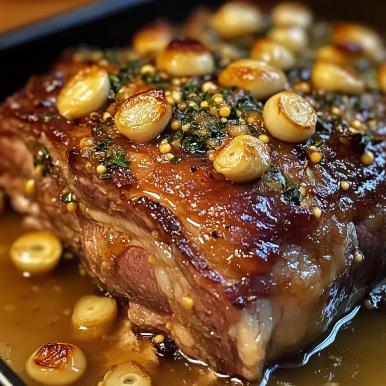 Slow-Roasted Garlic-Honey Mustard Confit Lamb Shoulder