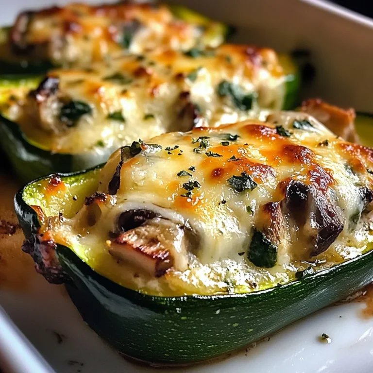 Spinach Mushroom and Ricotta Stuffed Zucchini