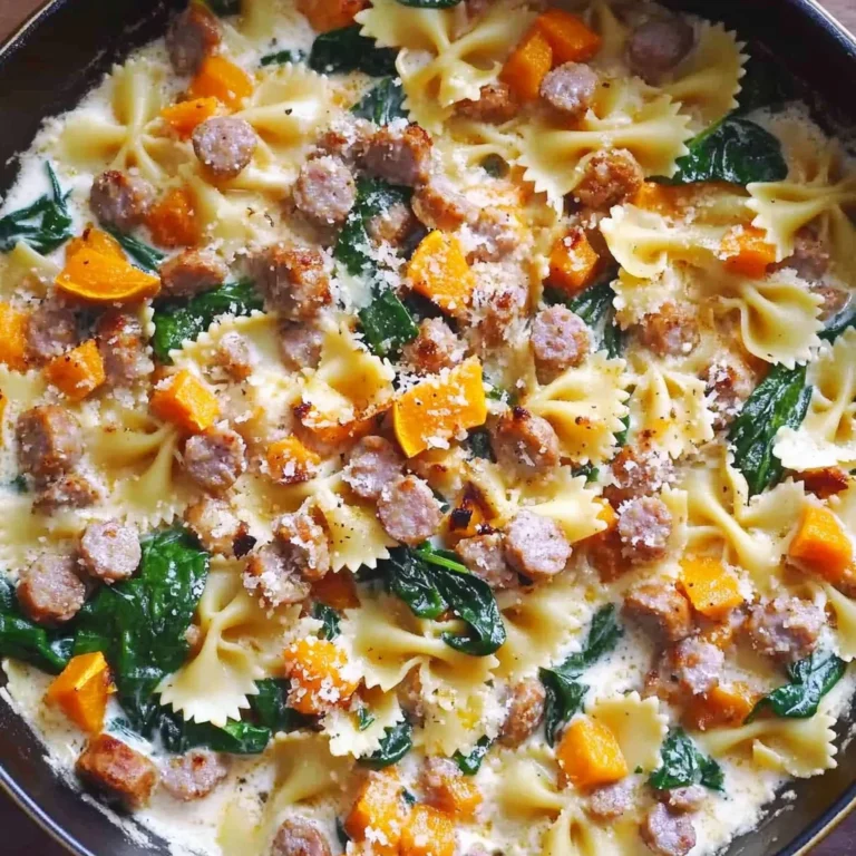 Creamy Roasted Butternut Squash Pasta with Sausage and Spinach