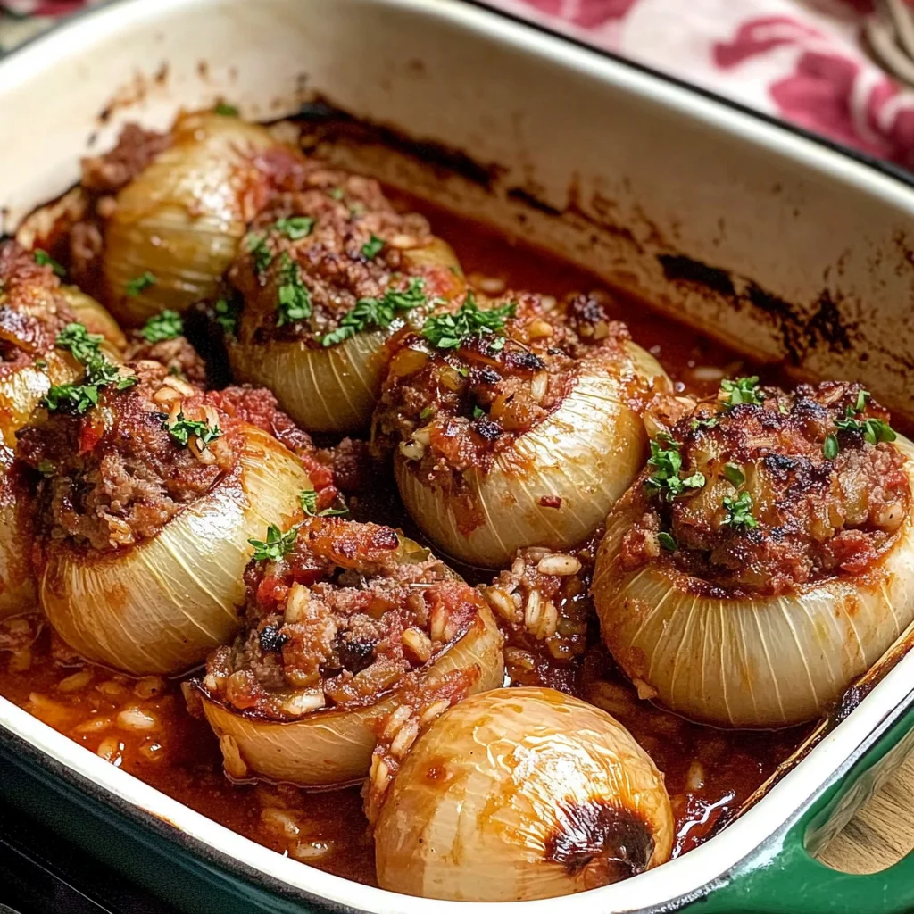 Greek Stuffed Onions: Salantourmasi