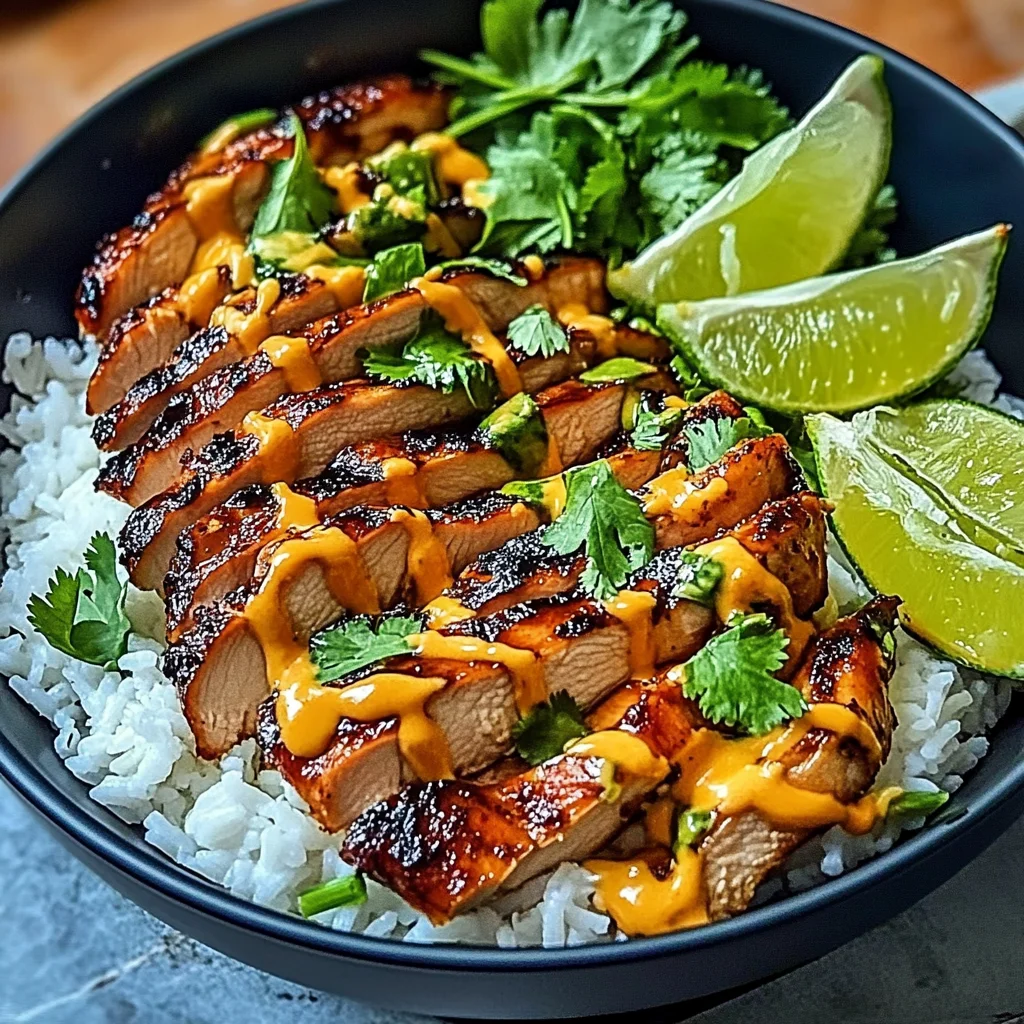 Sweet Chili Chicken Bowl with Coconut Lime Drizzle