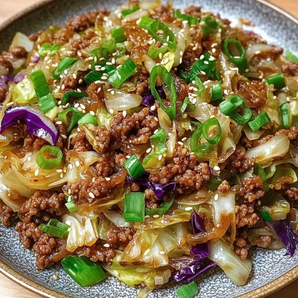 Low-Carb Mongolian Ground Beef and Cabbage