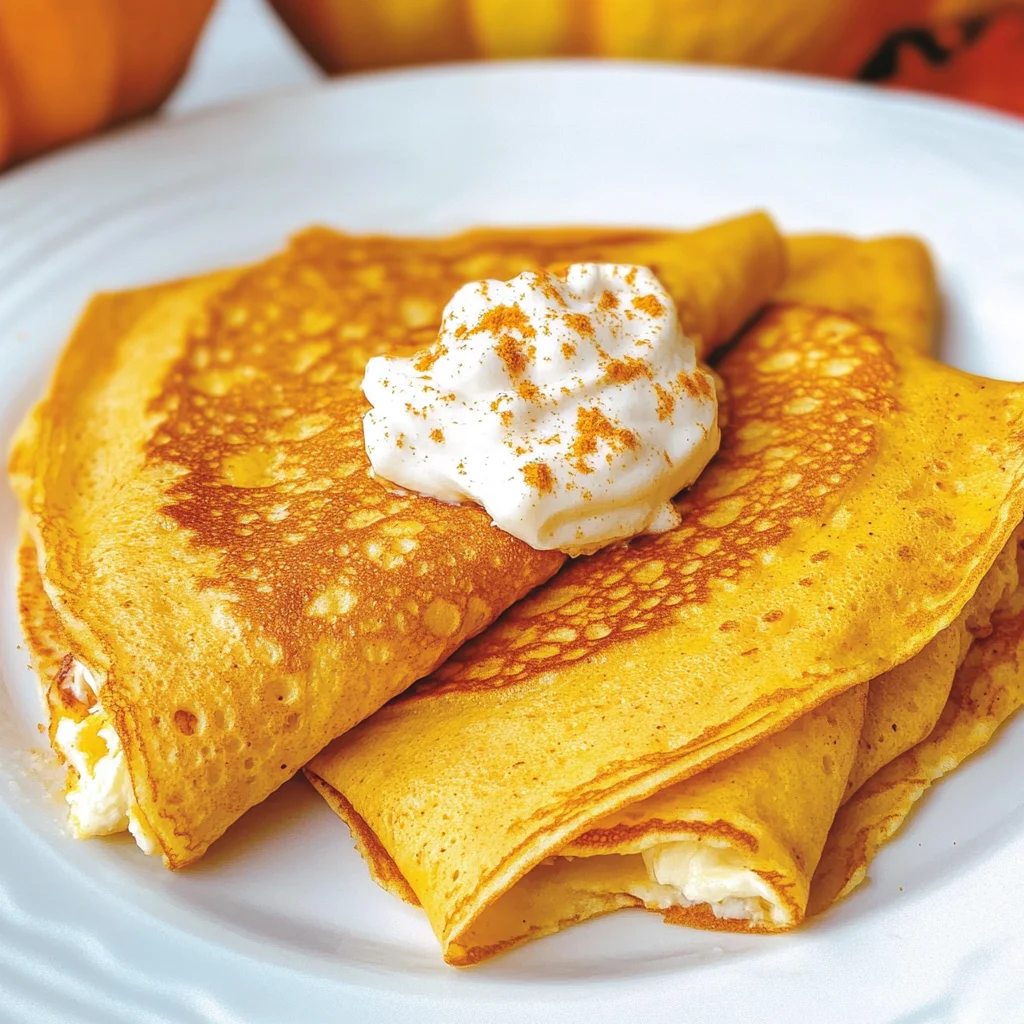Pumpkin Crepes with Maple Cream Cheese Filling