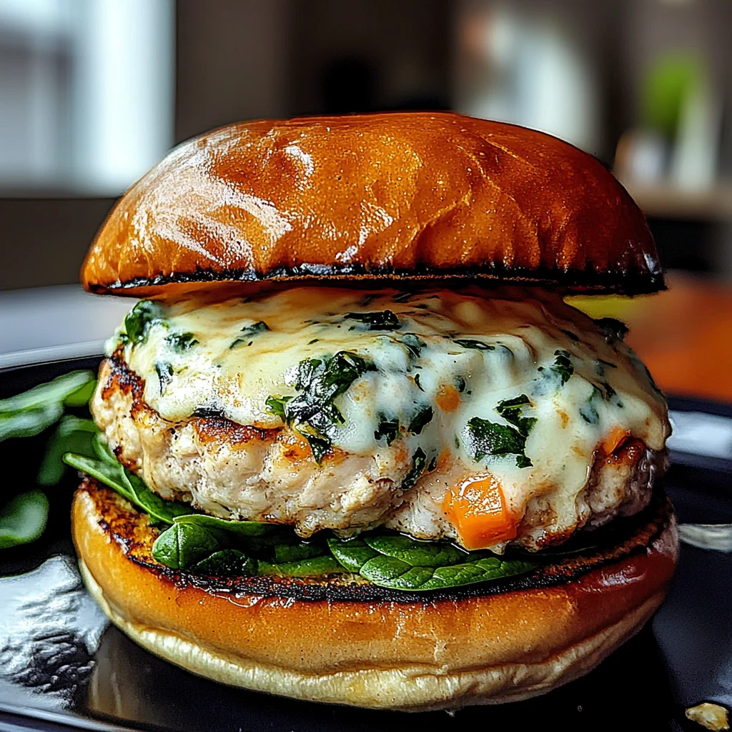 White Cheddar and Spinach Chicken Burgers