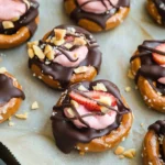 Chocolate Dipped Strawberry Yogurt Pretzel Bites