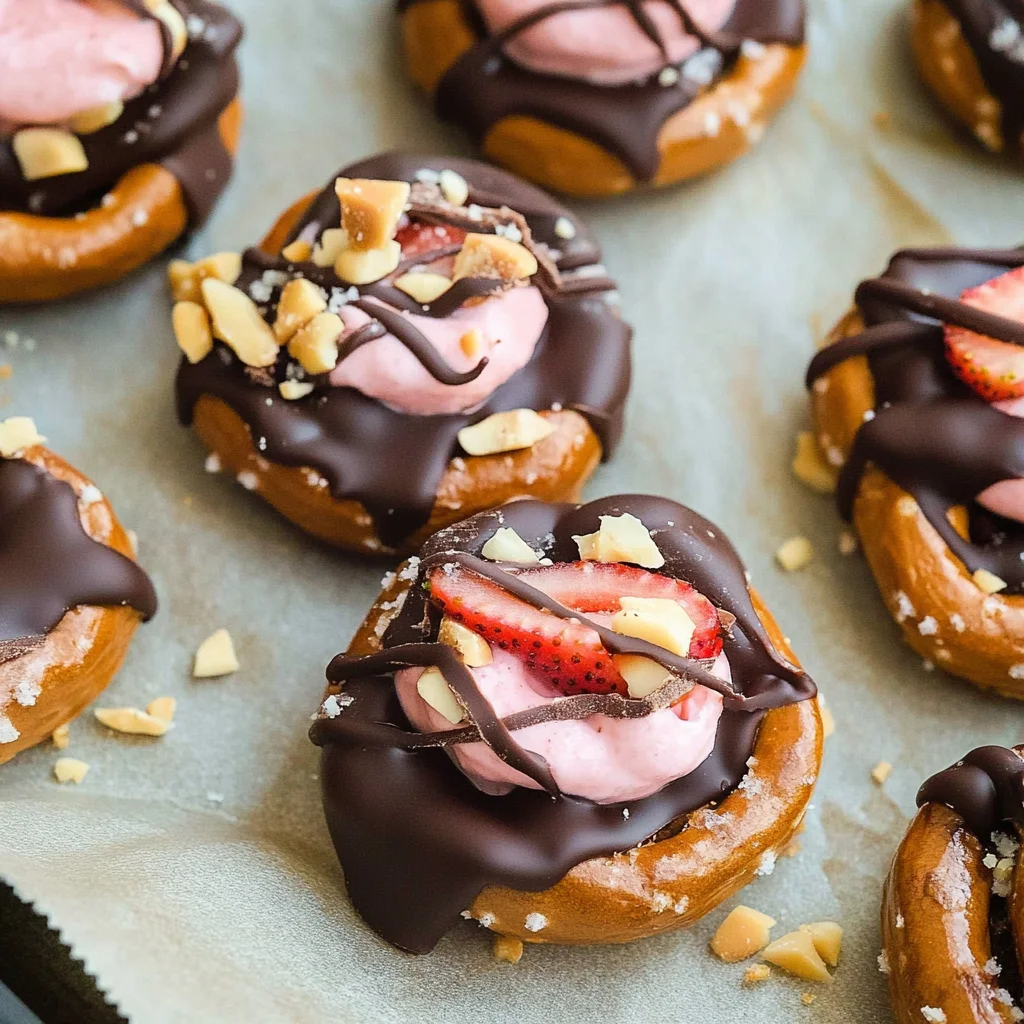 Chocolate Dipped Strawberry Yogurt Pretzel Bites
